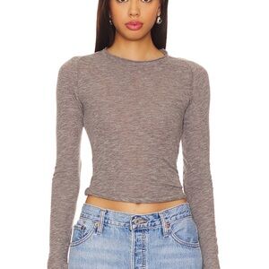 Free People Heathered Gray Long Sleeve Top